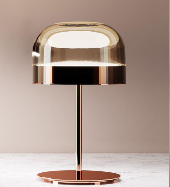 CLASSY METAL AND GLASS BASED COPPER TABLE LAMP