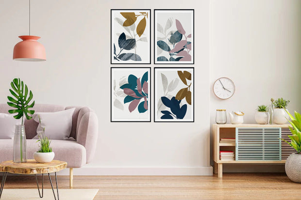 UNIQUE ABSTRACT PICTURE MODERN GRAPHICS FRAMES WITH GLASS-SET OF 4 (1) BY ALEXANDER A. PARKS